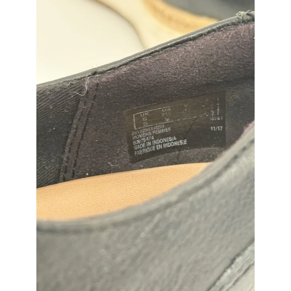 Clarks Artisan Black Leather Jute Platform Lace-Up Casual Shoes Women Sz 7.5